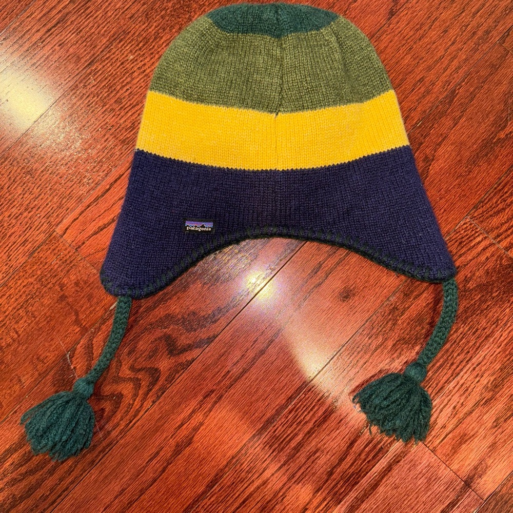 Patagonia Kids Beanie in Green, Yellow, and Blue